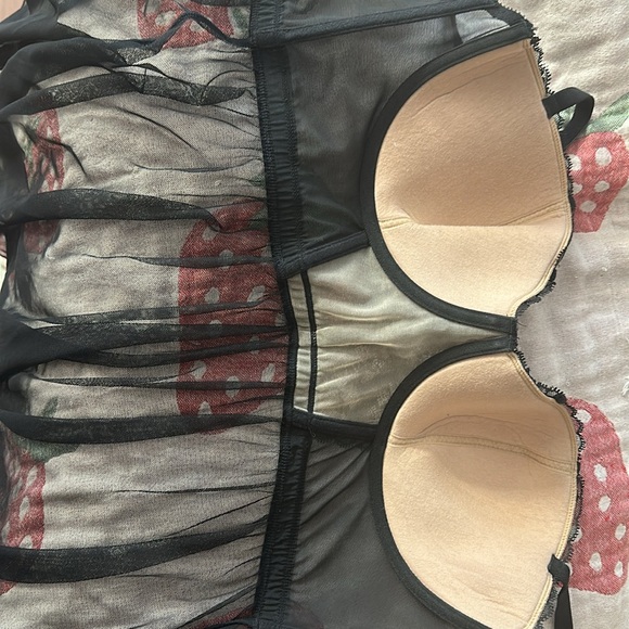 💗 Adore Me sexy black bodice sheer chemise 38D NWOT supportive nightgown - Picture 11 of 12